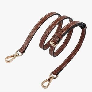 Brown Textured Leather Bag Strap with Gold Hardware. NWOT.
